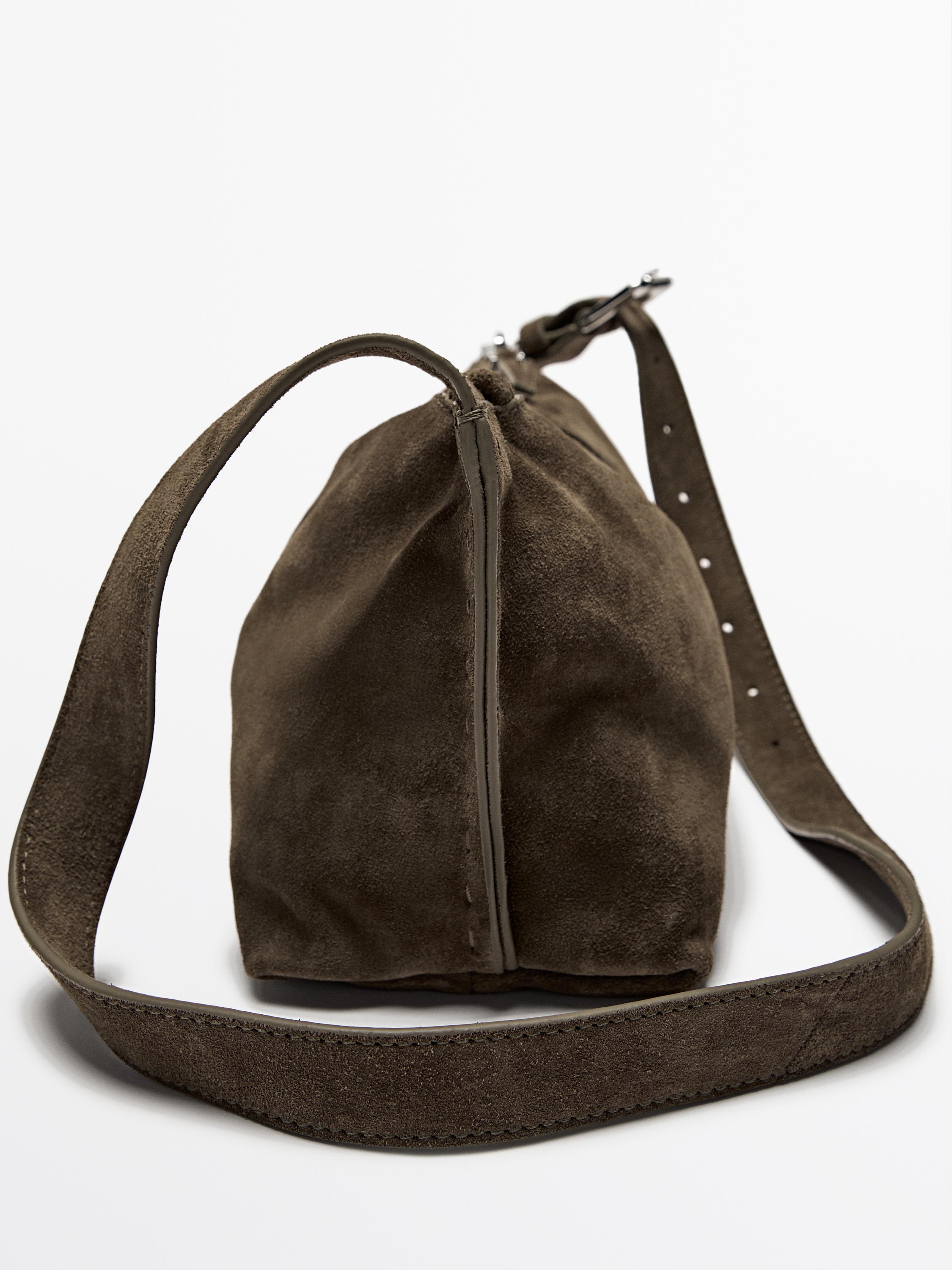 Split suede leather mini crossbody bag